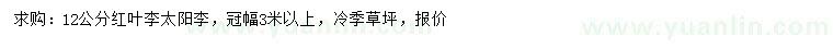 求購12公分紅葉李、太陽(yáng)李