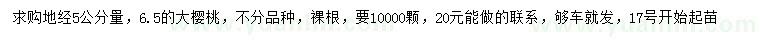求購地徑5公分量6.5公分大櫻桃