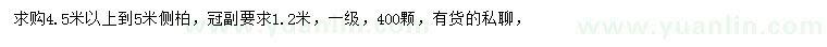 求購4.5米以上-5米側(cè)柏