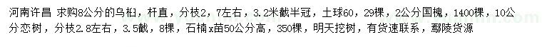 求購烏桕、國槐、欒樹等