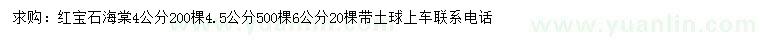 求購(gòu)4、5、6公分紅寶石海棠