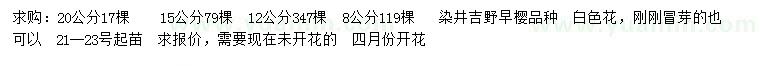 求購8、12、15、20公分染井吉野早櫻
