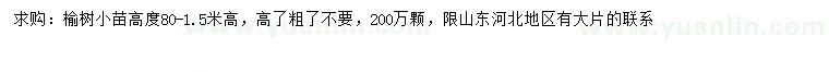 求購高80-150公分榆樹小苗