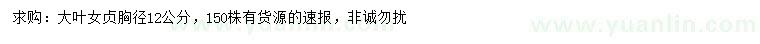 求購胸徑12公分大葉女貞