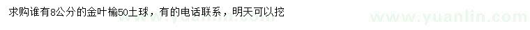 求購8公分金葉榆
