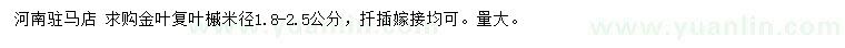 求購米徑1.8-2.5公分金葉復(fù)葉槭