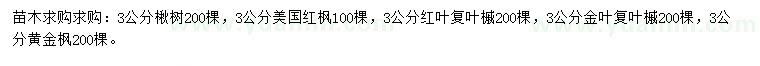 求購(gòu)楸樹、美國(guó)紅楓、紅葉復(fù)葉槭等