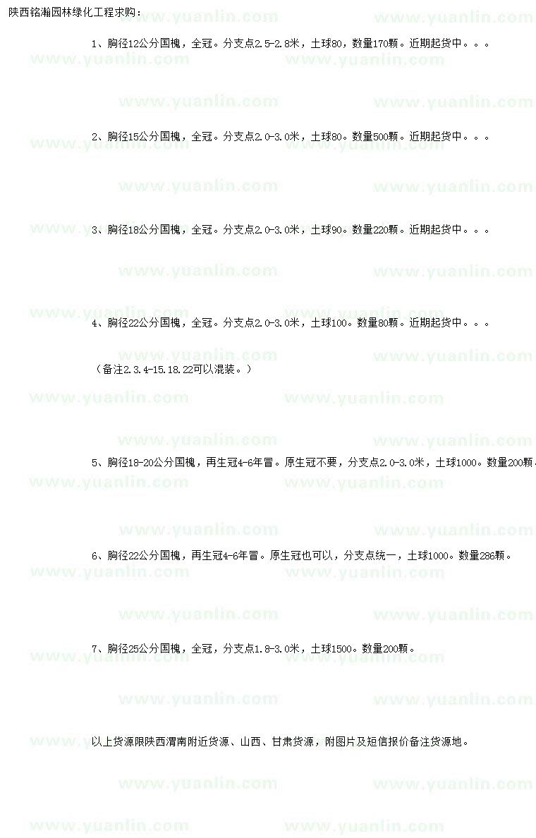 求購胸徑12、15、18、19、20、22、25公分國槐