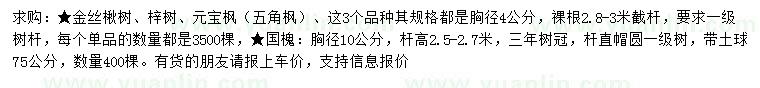求購金絲楸樹、梓樹、元寶楓等