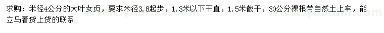 求購米徑4公分大葉女貞