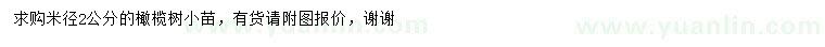 求購米徑2公分橄欖樹小苗