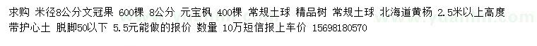 求購文冠果、元寶楓、北海道黃楊