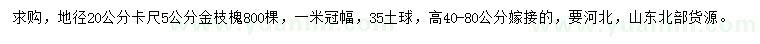 求購地徑20公分卡尺5公分金枝槐
