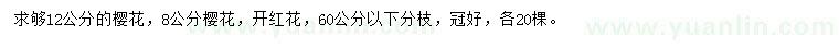 求購8、12公分櫻花