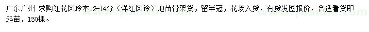 求購12-14公分紅花風(fēng)玲木（洋紅風(fēng)鈴）