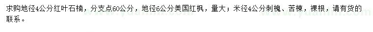 求購(gòu)紅葉石楠、美國(guó)紅楓、刺槐等
