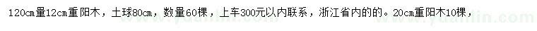 求購(gòu)120公分量12、20公分重陽(yáng)木