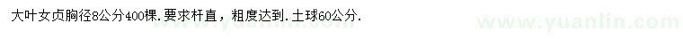 求購(gòu)胸徑8公分大葉女貞