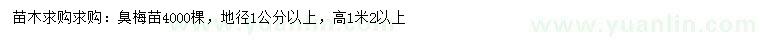 求購(gòu)地徑1公分以上臭梅苗