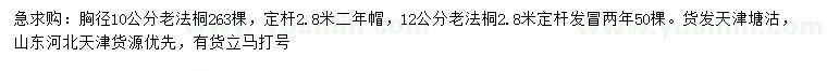 求購胸徑10、12公分老法桐