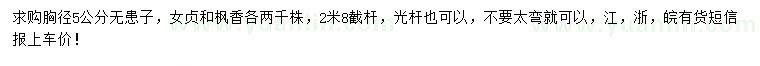 求購(gòu)無(wú)患子、女貞、楓香