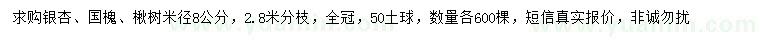 求購銀杏、國(guó)槐、楸樹
