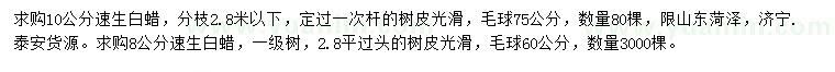 求購8、10公分速生白蠟