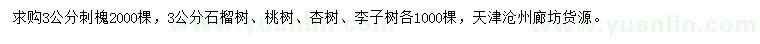求購(gòu)刺槐、石榴樹、桃樹等