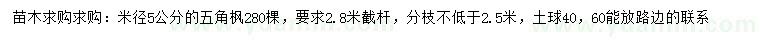 求購米徑5公分五角楓