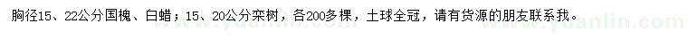 求購國槐、白蠟、欒樹