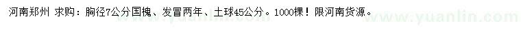 求購(gòu)胸徑7公分國(guó)槐