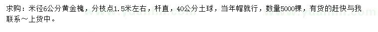 求購(gòu)米徑6公分黃金槐