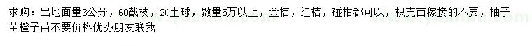 求購金桔、紅桔、碰柑