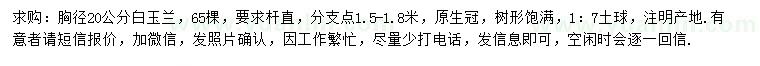 求購胸徑20公分白玉蘭
