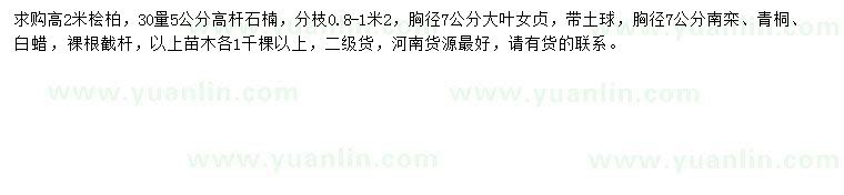 求購檜柏、高桿石楠