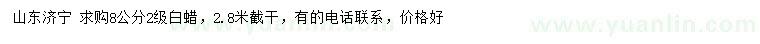 求購8公分白蠟