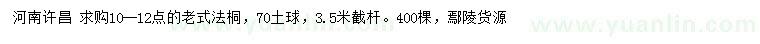 求購(gòu)10-12公分老式法桐