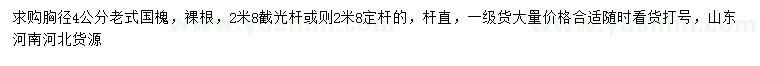 求購胸徑4公分老式國槐