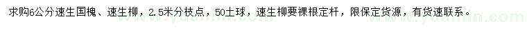 求購6公分速生國槐、速生柳