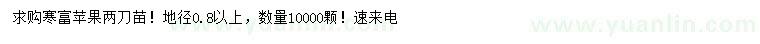 求購地徑0.8公分以上寒富蘋果兩刀苗
