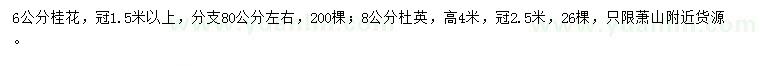 求購6公分桂花、8公分杜英