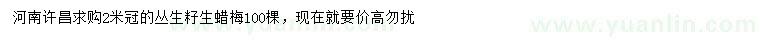 求購冠幅2米叢生籽生蠟