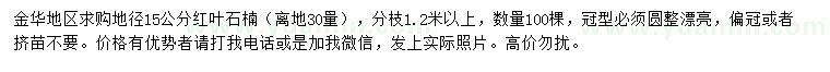 求購熟地30量地徑15公分紅葉石楠