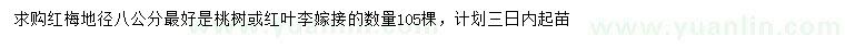 求購(gòu)紅梅、桃樹、紅葉李