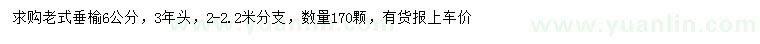 求購6公分老式垂榆