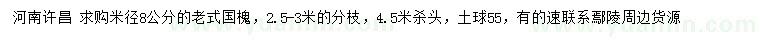 求購(gòu)米徑8公分老式國(guó)槐