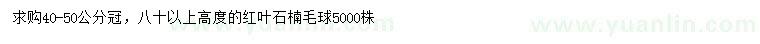 求購冠幅40-50公分紅葉石楠毛球