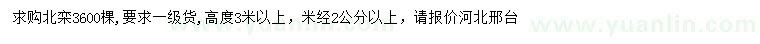 求購米徑2公分以上北欒