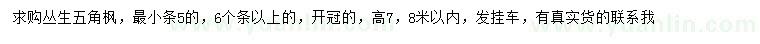 求購高7、8米以內(nèi)叢生五角楓