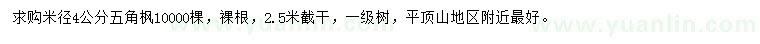 求購(gòu)米徑4公分五角楓